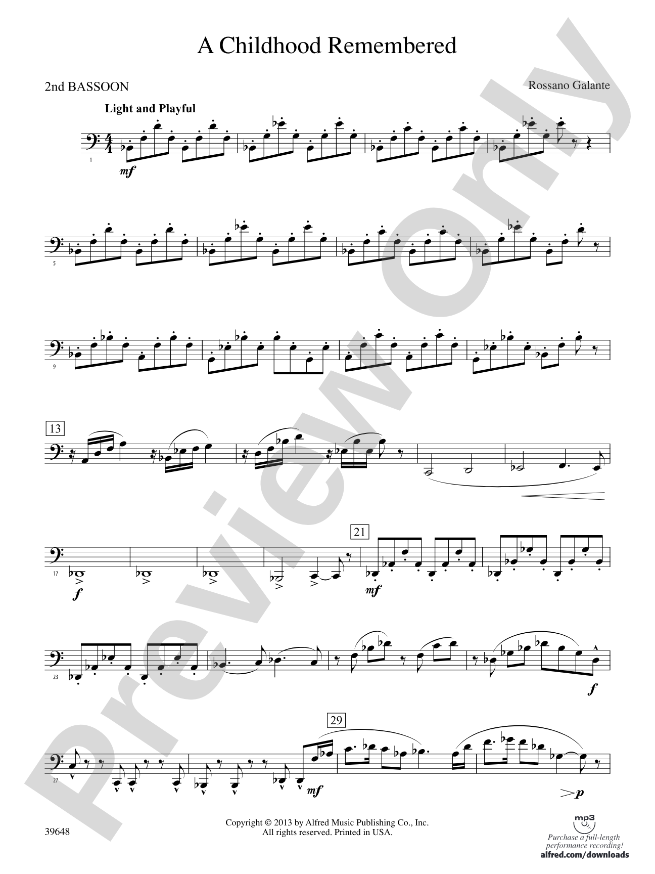 A Childhood Remembered: 2nd Bassoon