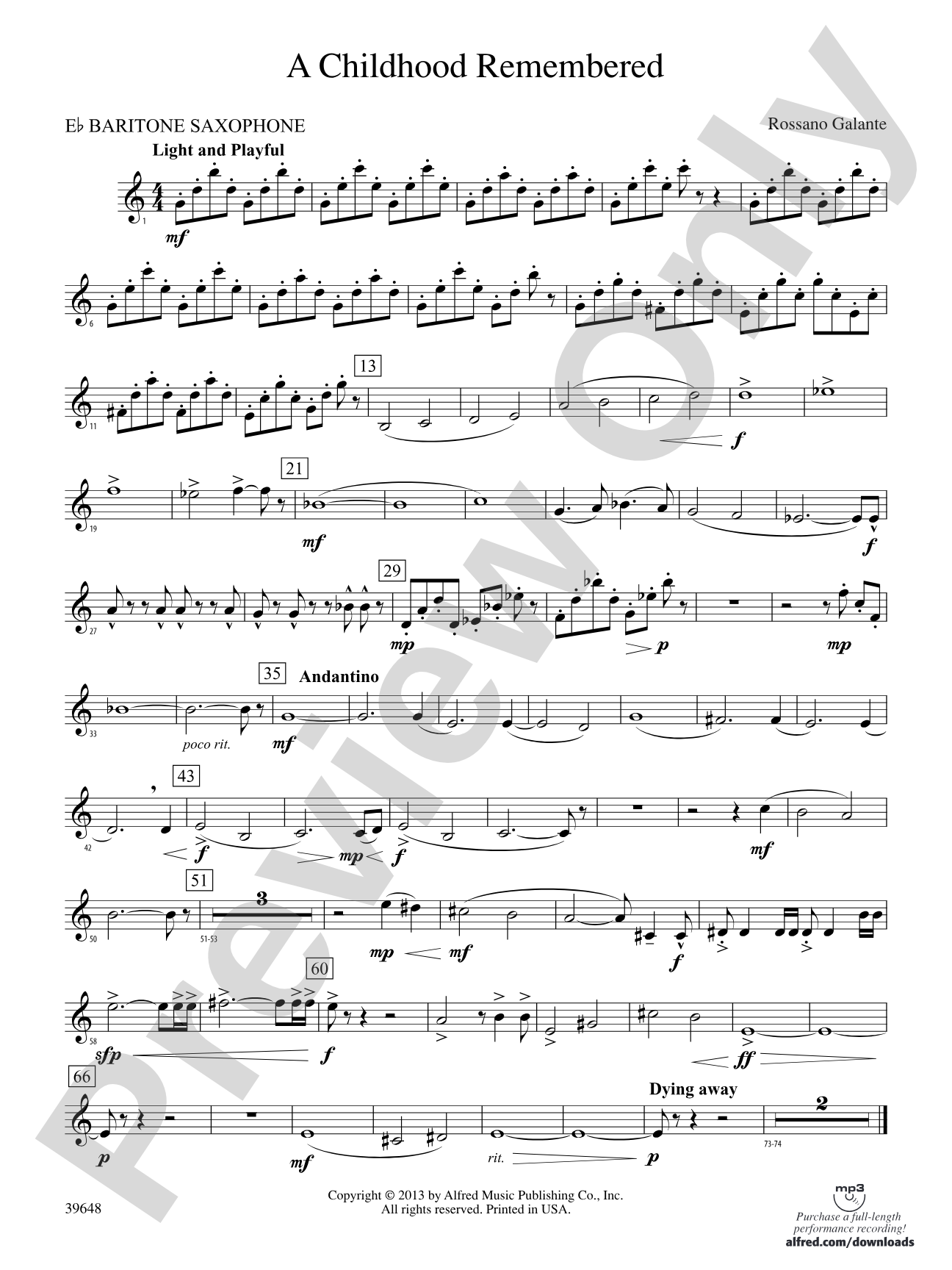 A Childhood Remembered: E-flat Baritone Saxophone
