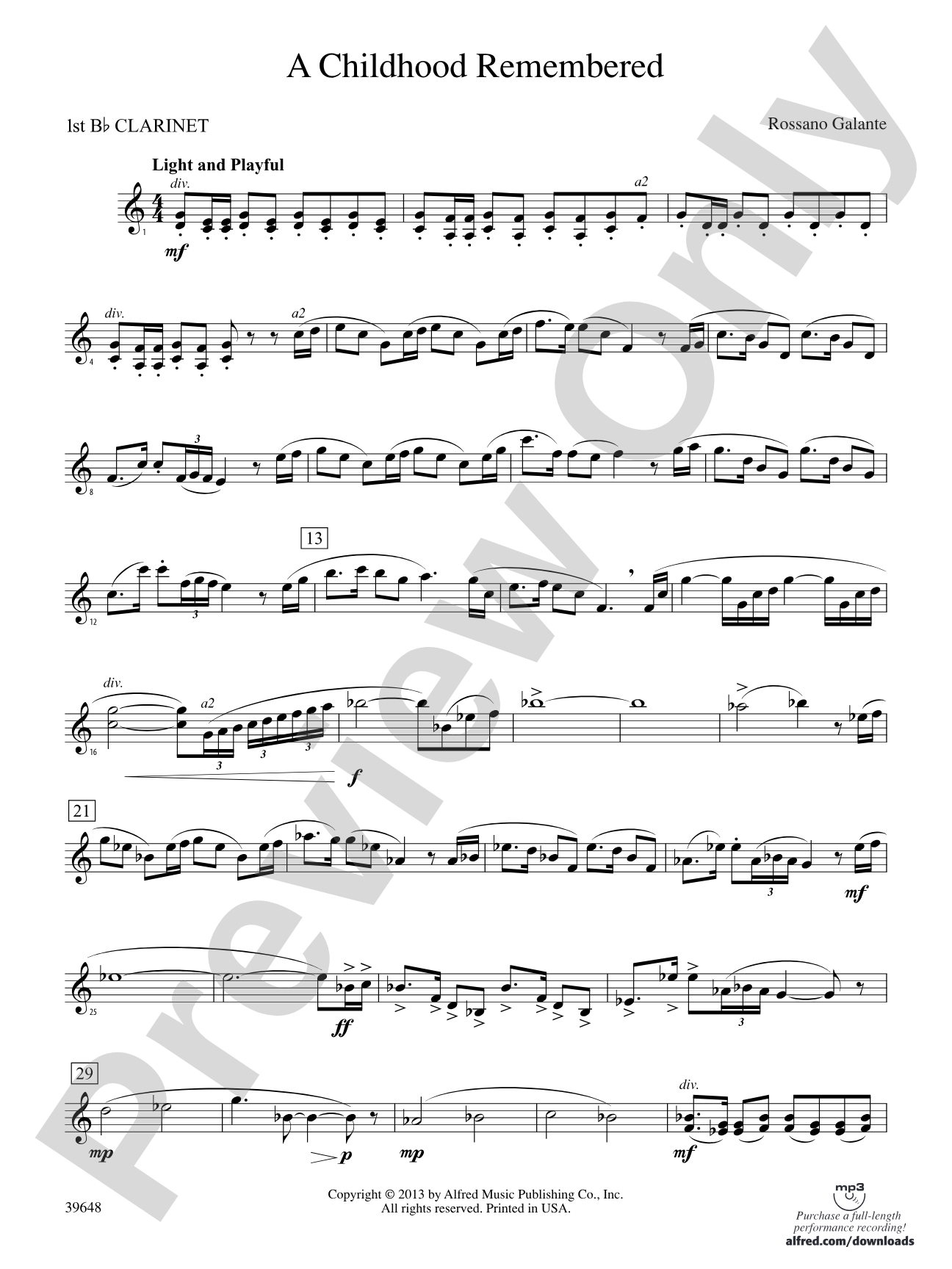 A Childhood Remembered: 1st B-flat Clarinet