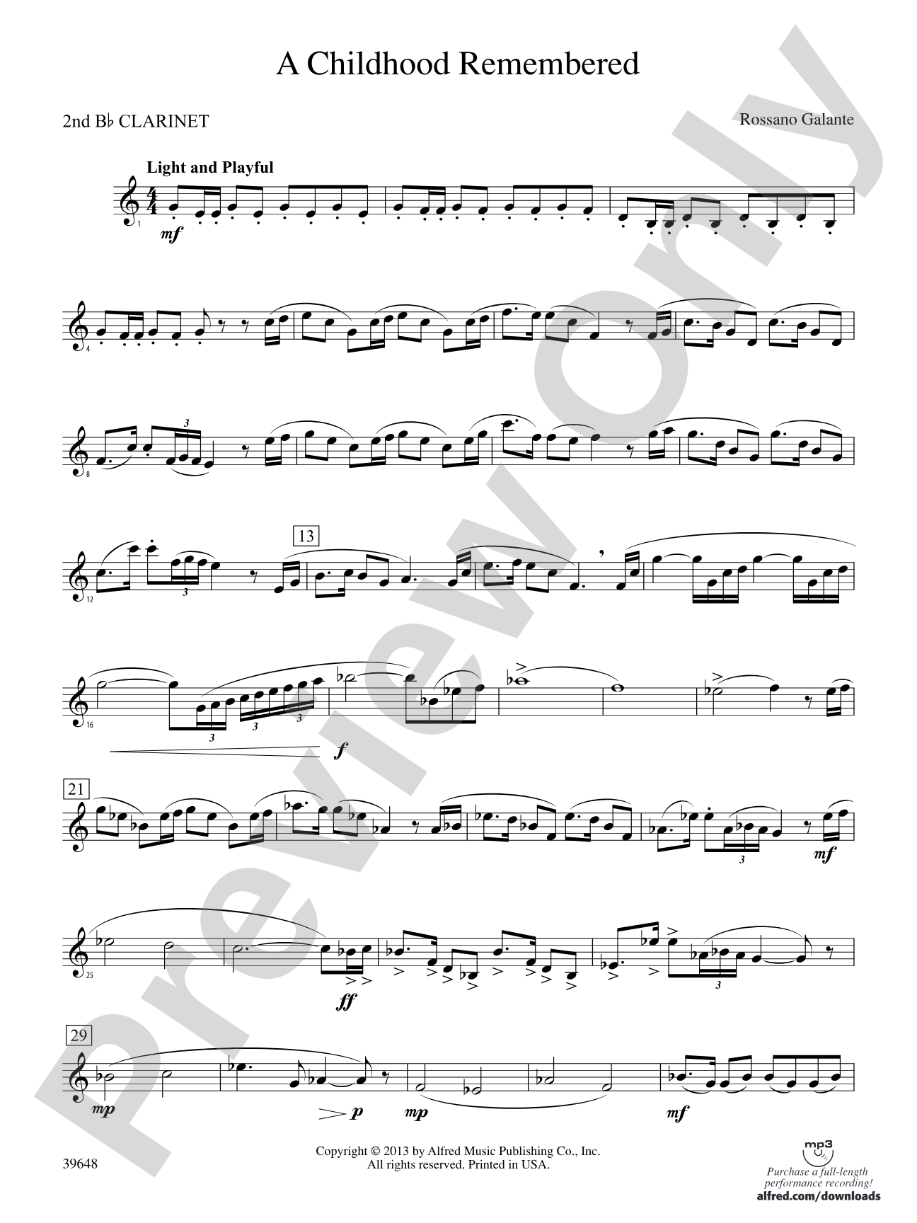 A Childhood Remembered: 2nd B-flat Clarinet