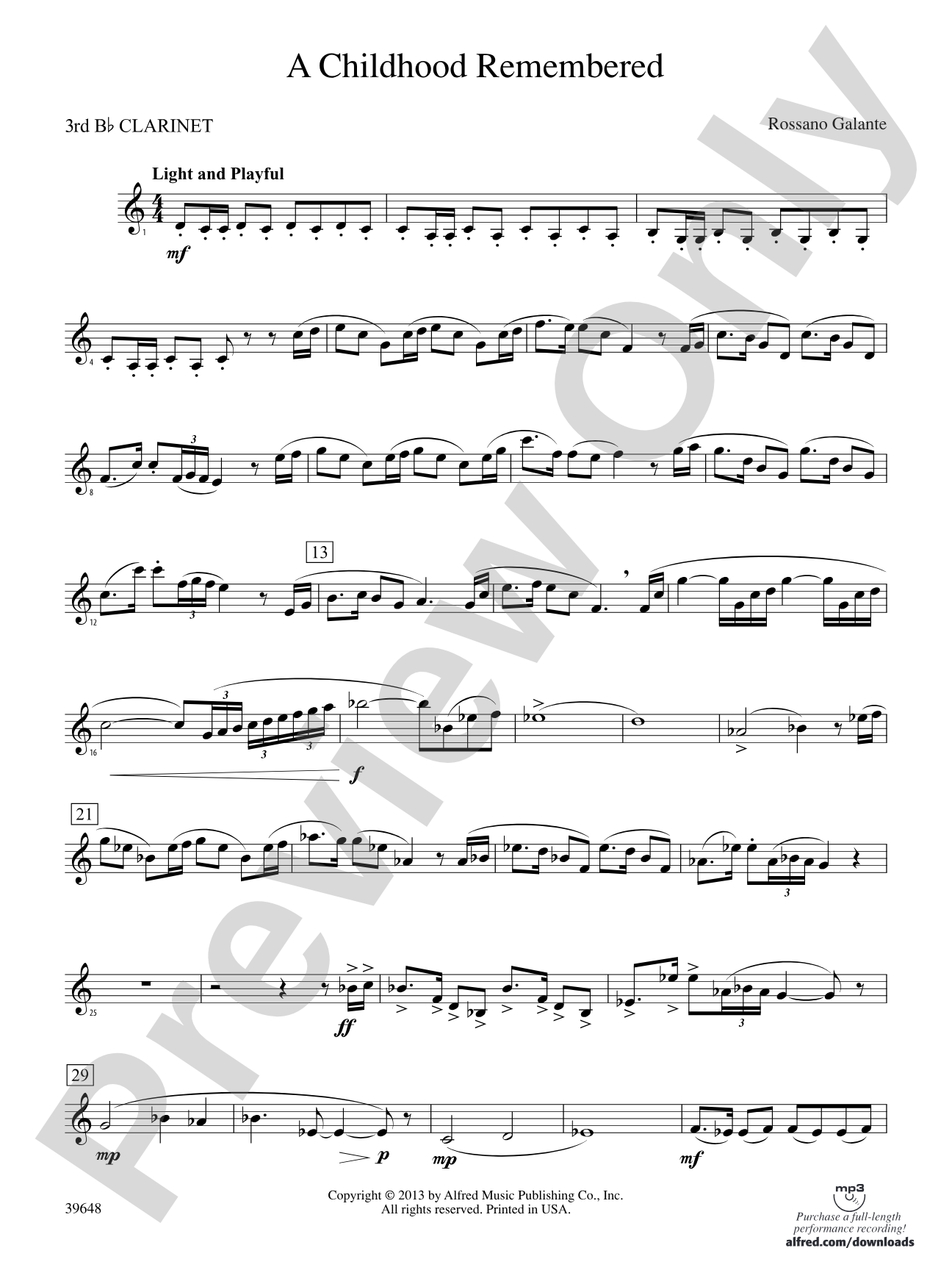 A Childhood Remembered: 3rd B-flat Clarinet