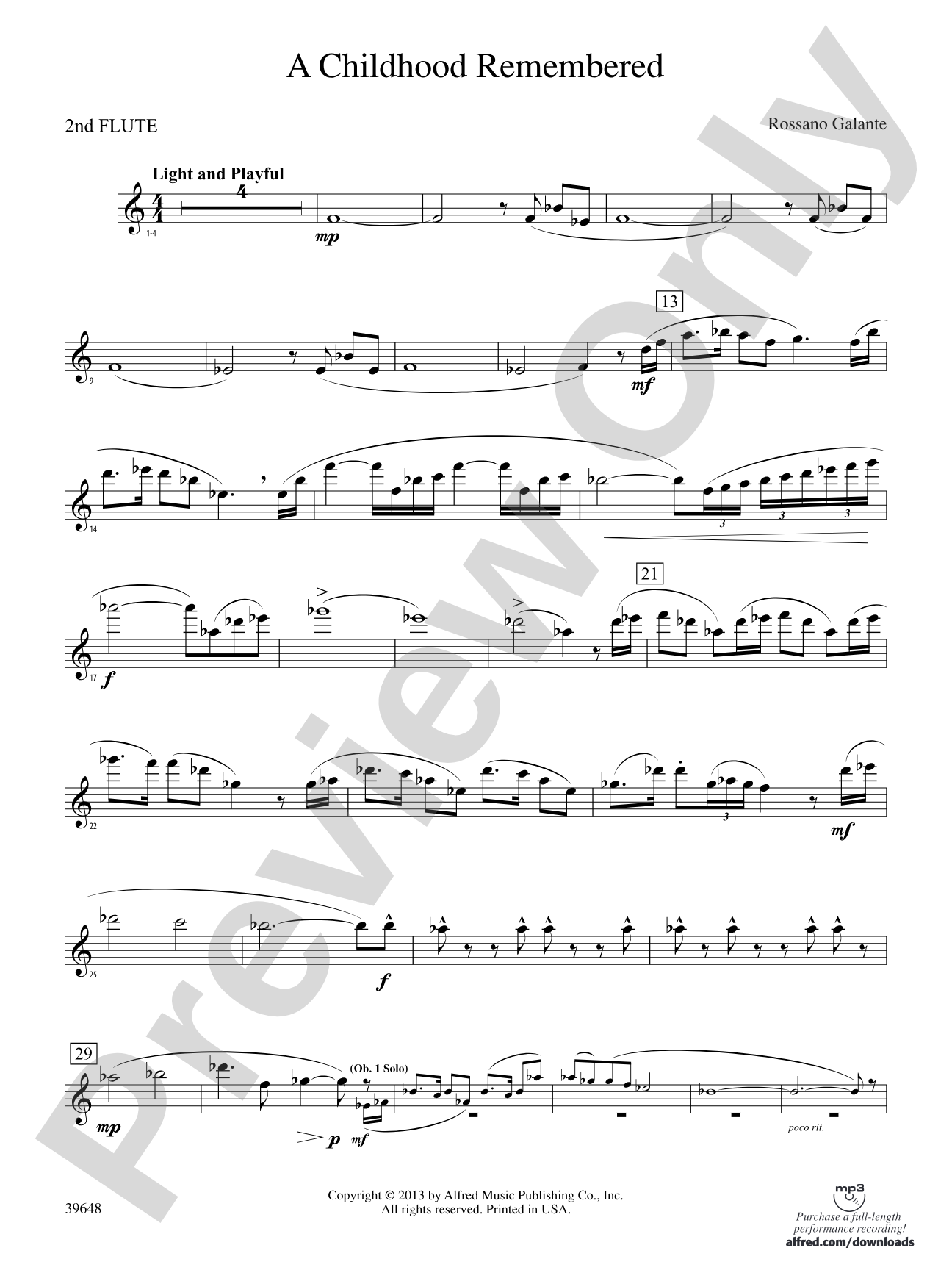 A Childhood Remembered: 2nd Flute
