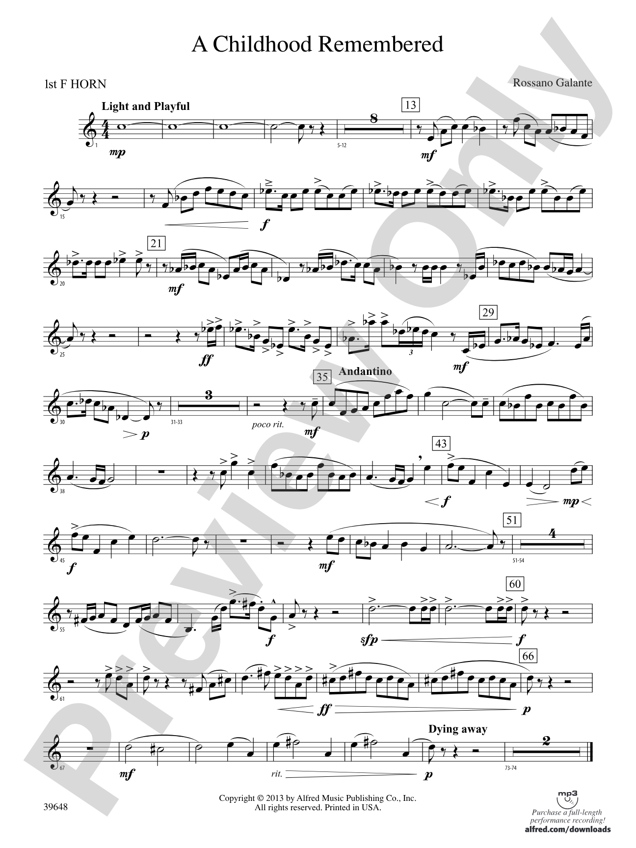 A Childhood Remembered: 1st F Horn