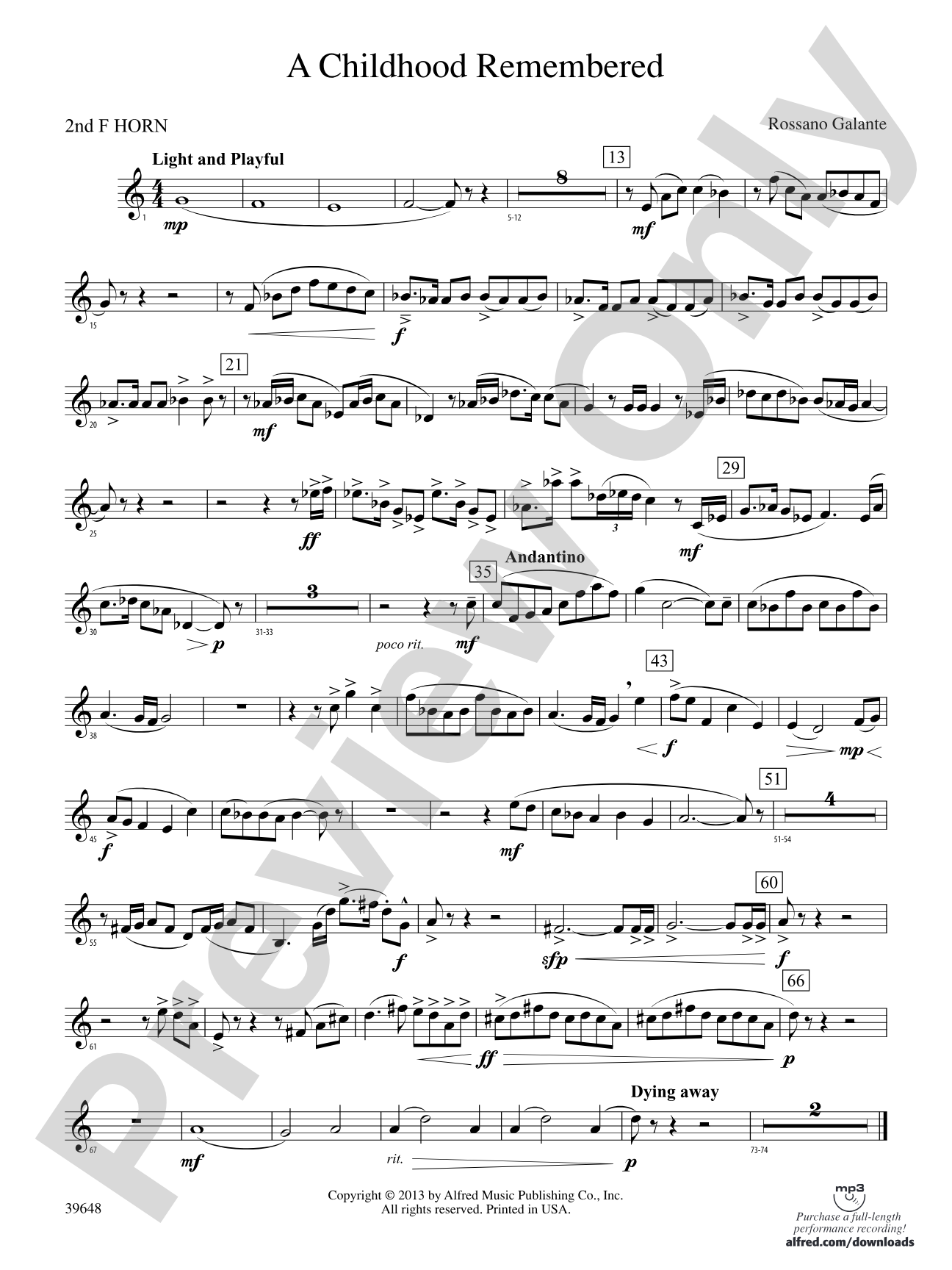 A Childhood Remembered: 2nd F Horn