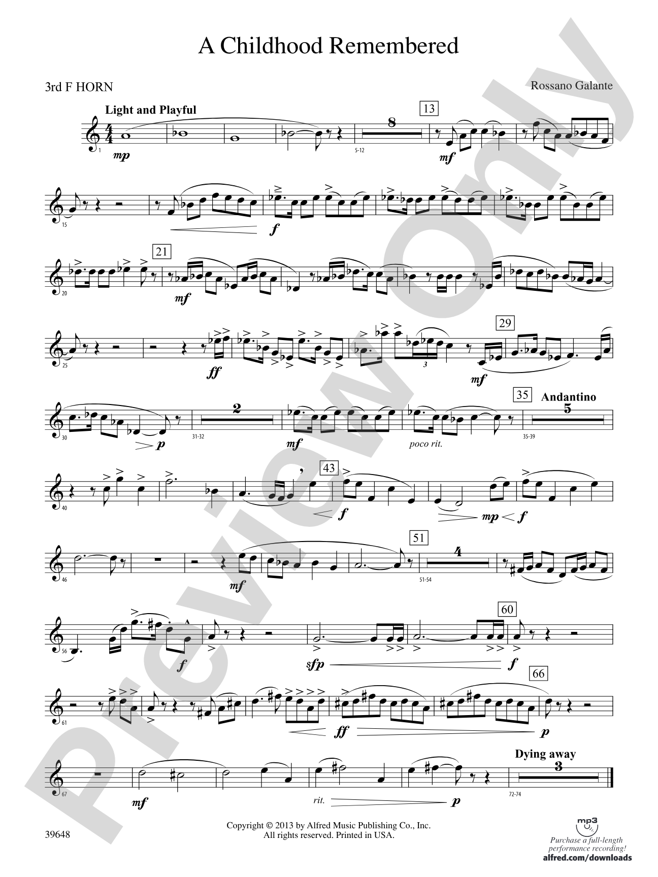 A Childhood Remembered: 3rd F Horn