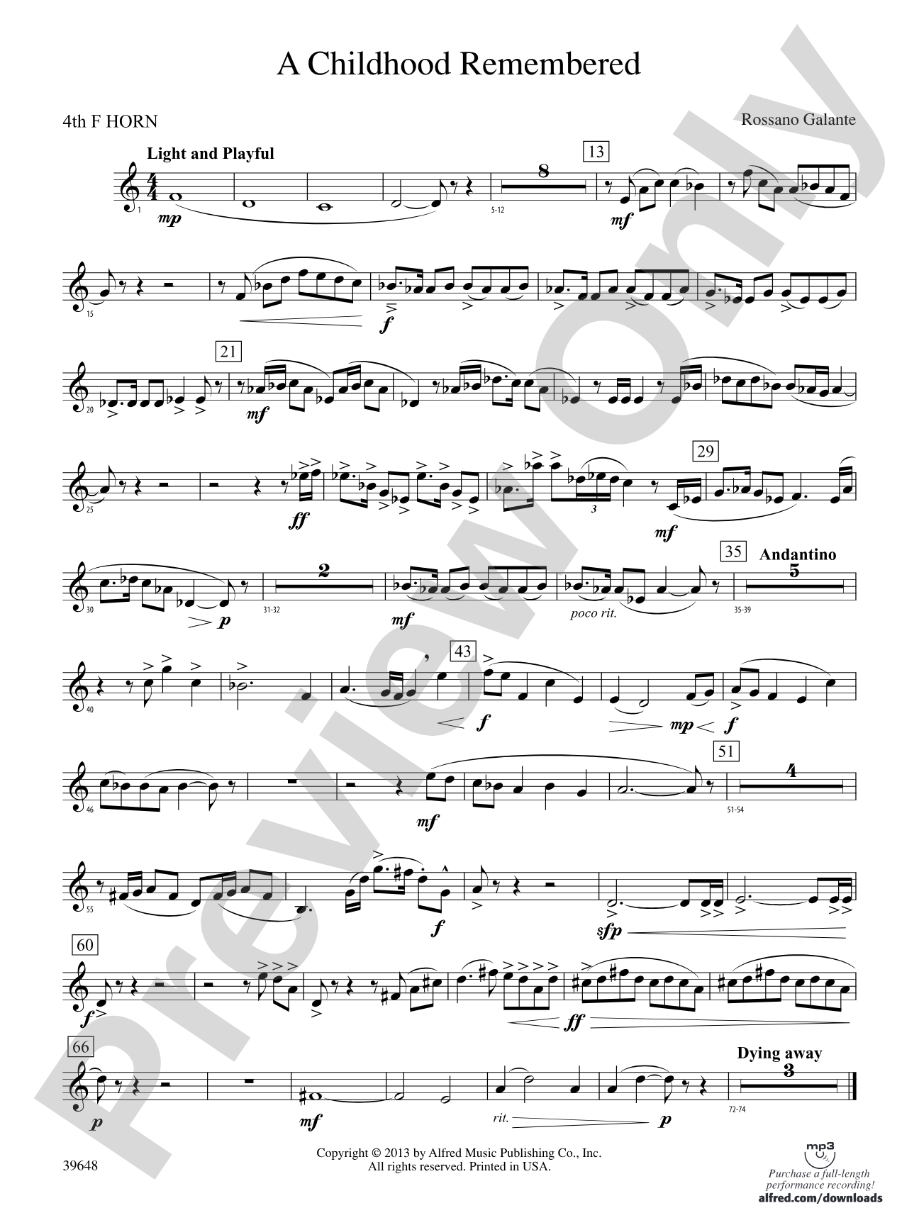 A Childhood Remembered: 4th F Horn