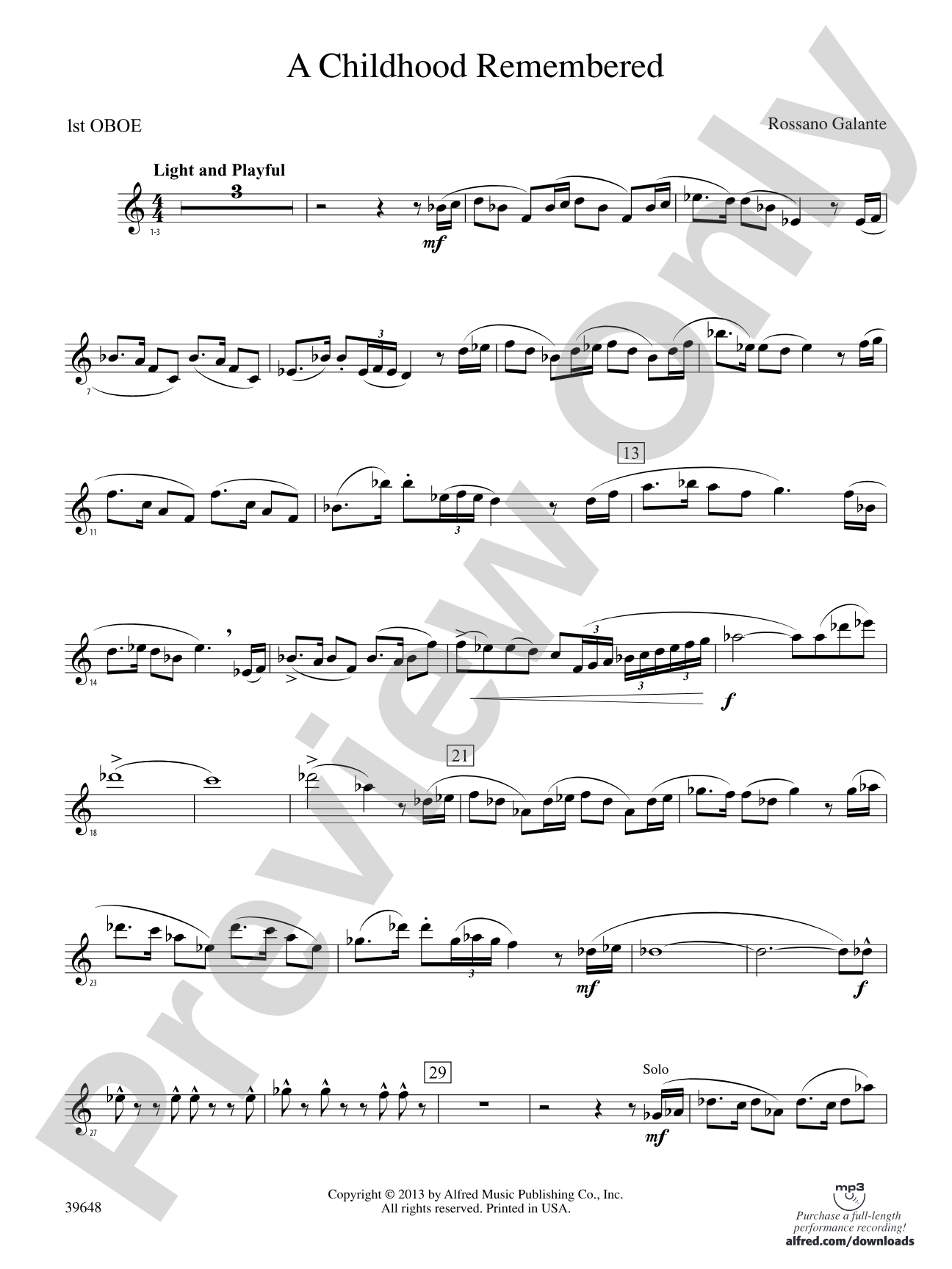 A Childhood Remembered: Oboe