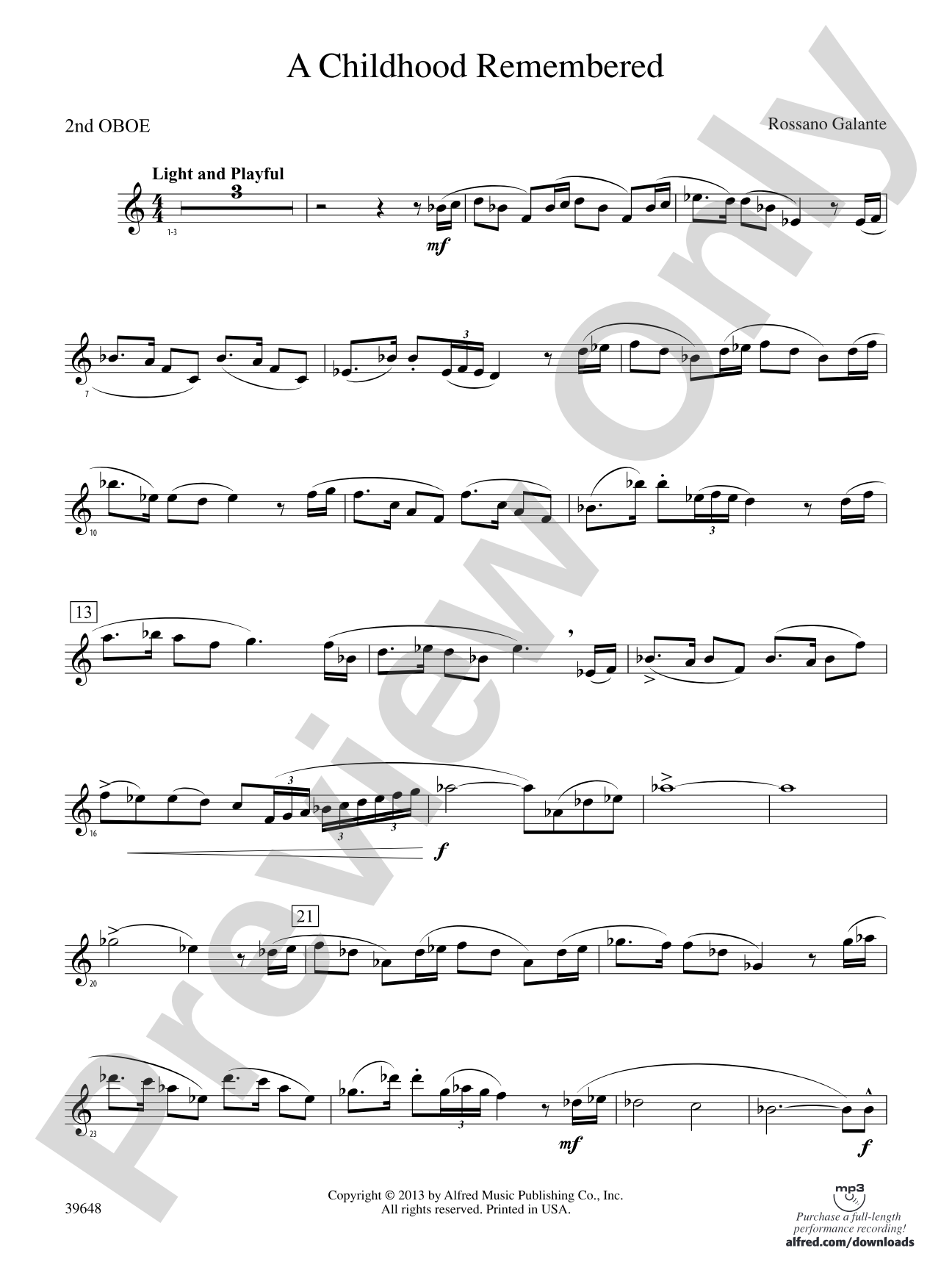 A Childhood Remembered: 2nd Oboe