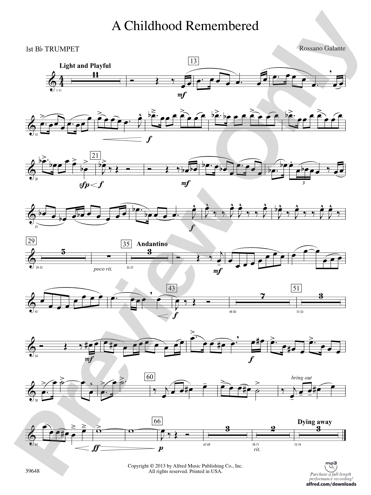 A Childhood Remembered: 1st B-flat Trumpet