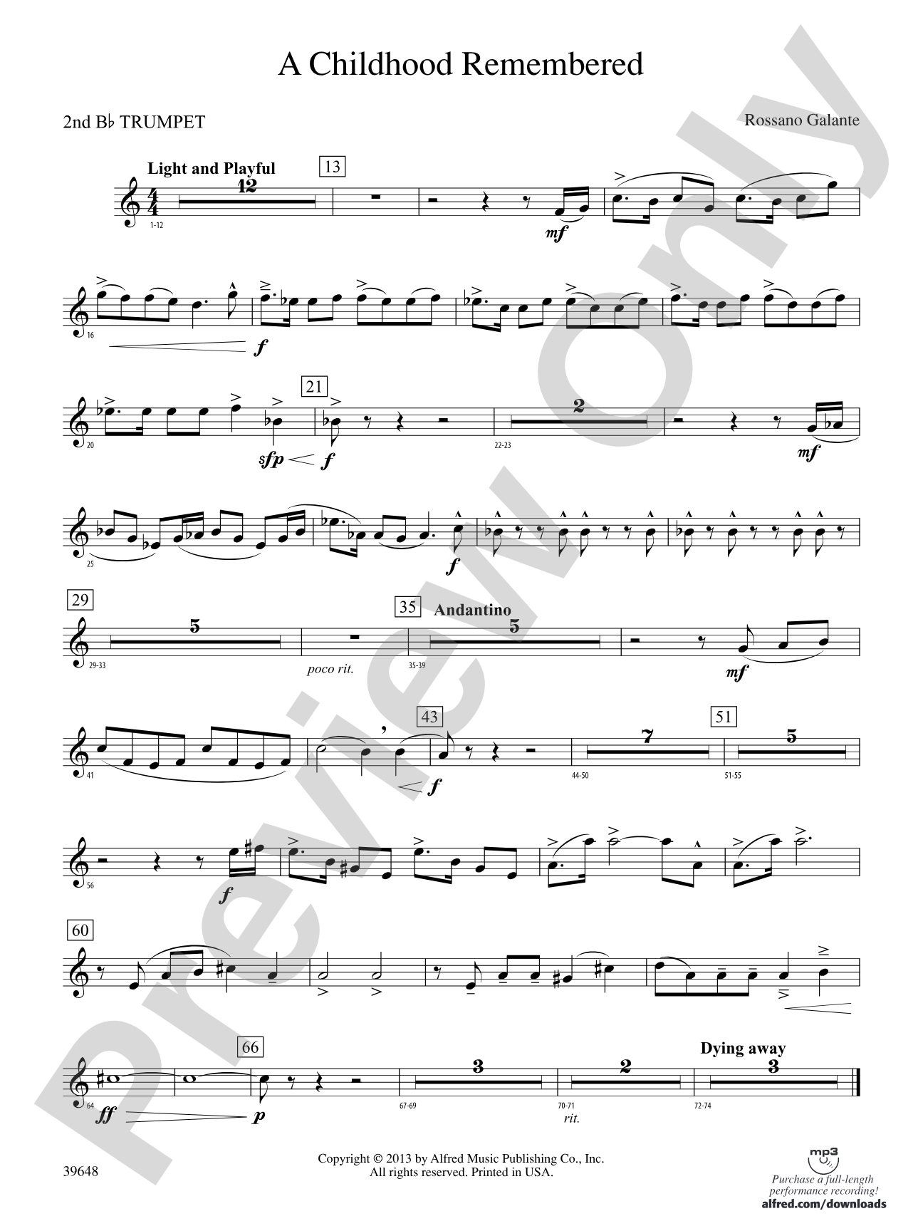 A Childhood Remembered: 2nd B-flat Trumpet