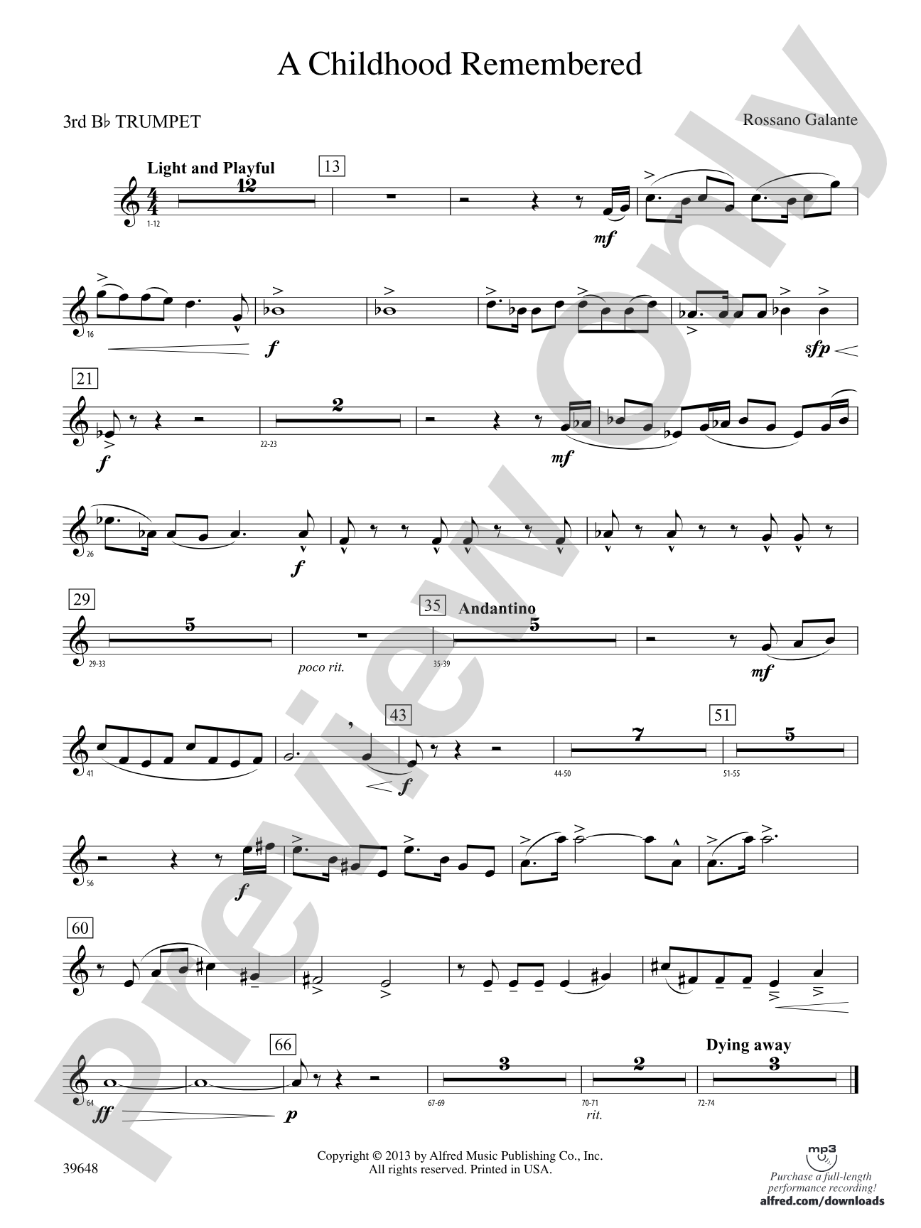 A Childhood Remembered: 3rd B-flat Trumpet
