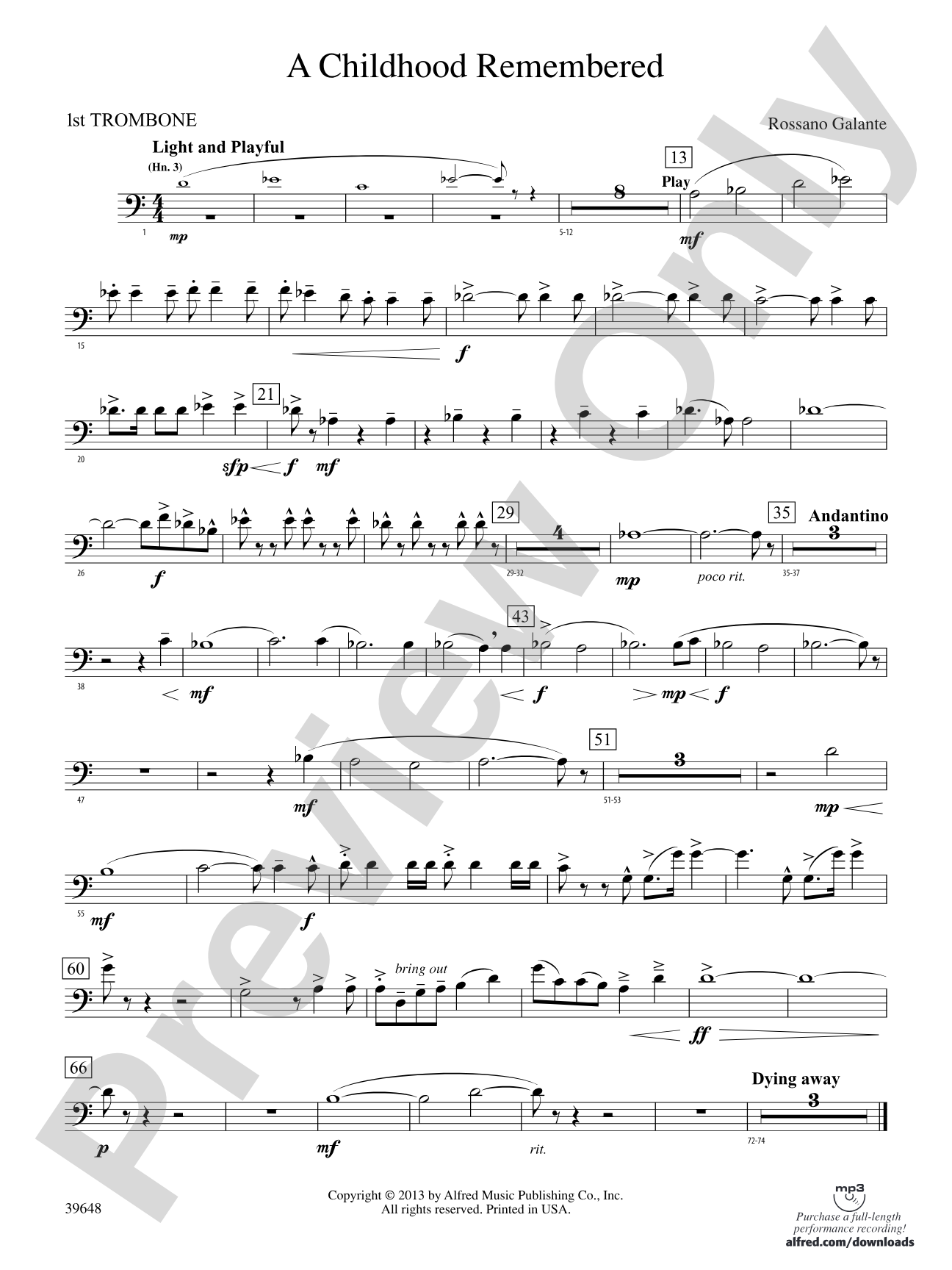 A Childhood Remembered: 1st Trombone