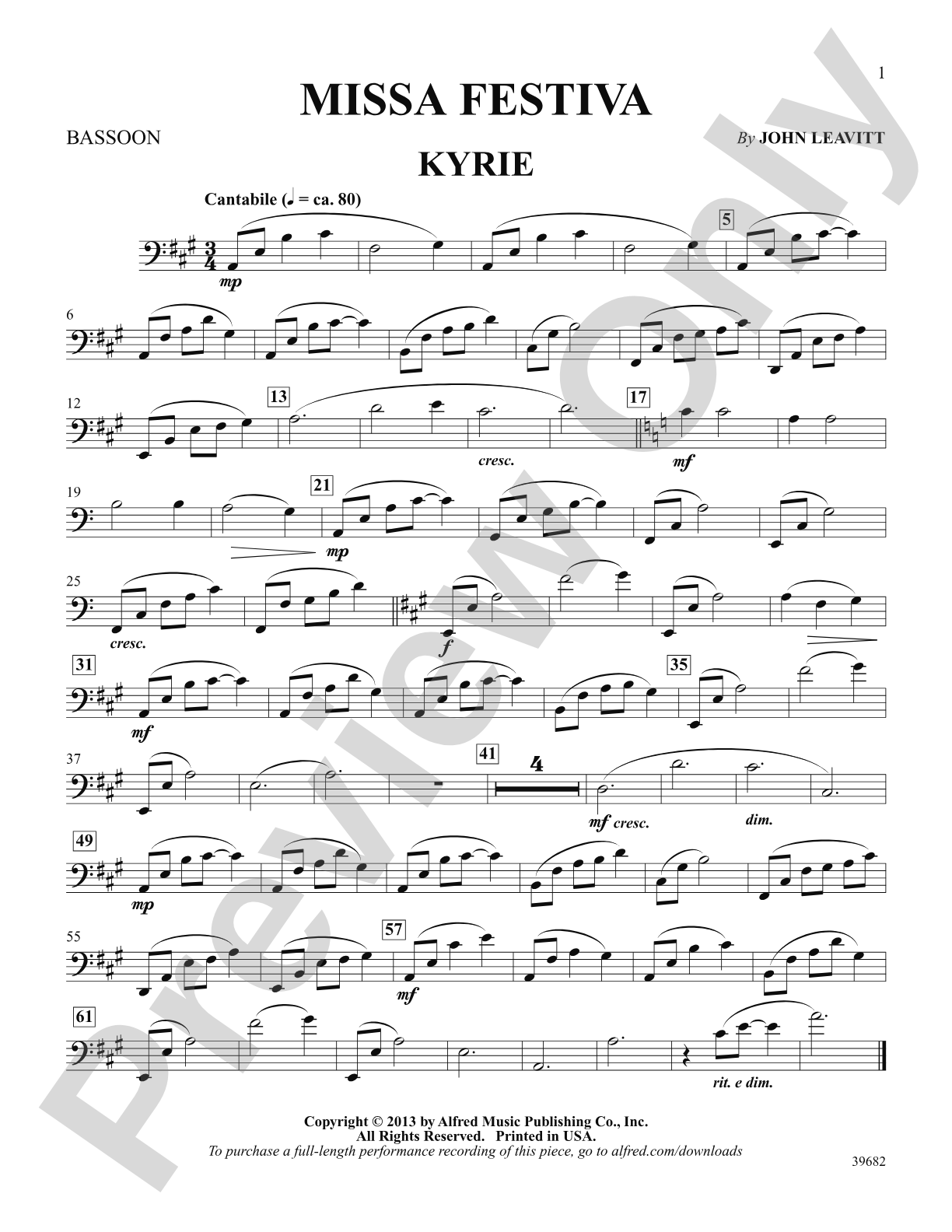 Missa Festiva: Bassoon: Choral SoundPax