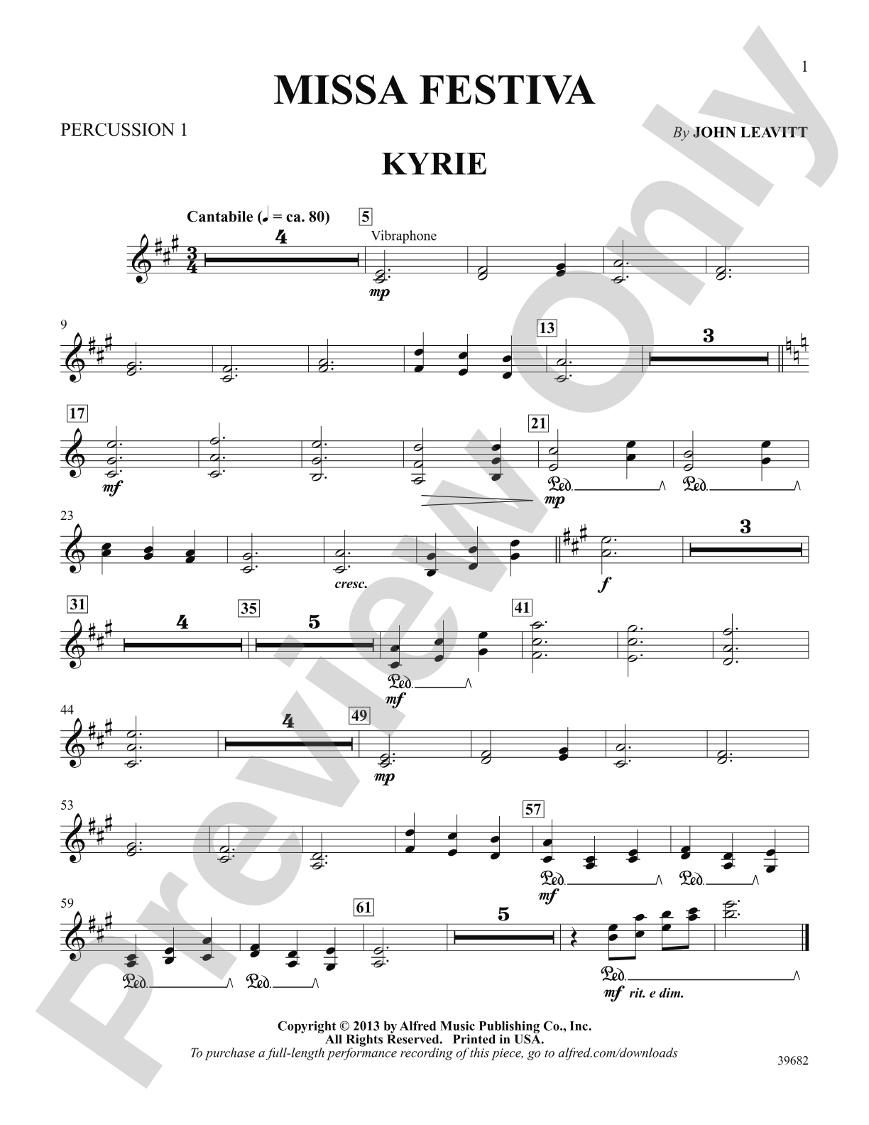 Missa Festiva: 1st Percussion: Choral SoundPax