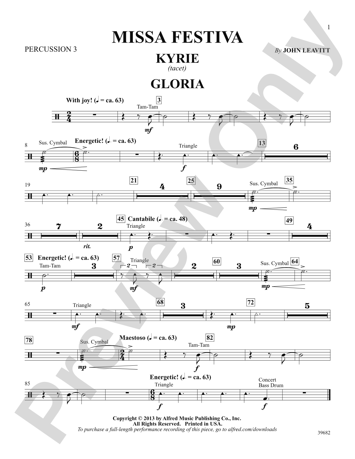 Missa Festiva: 3rd Percussion: Choral SoundPax