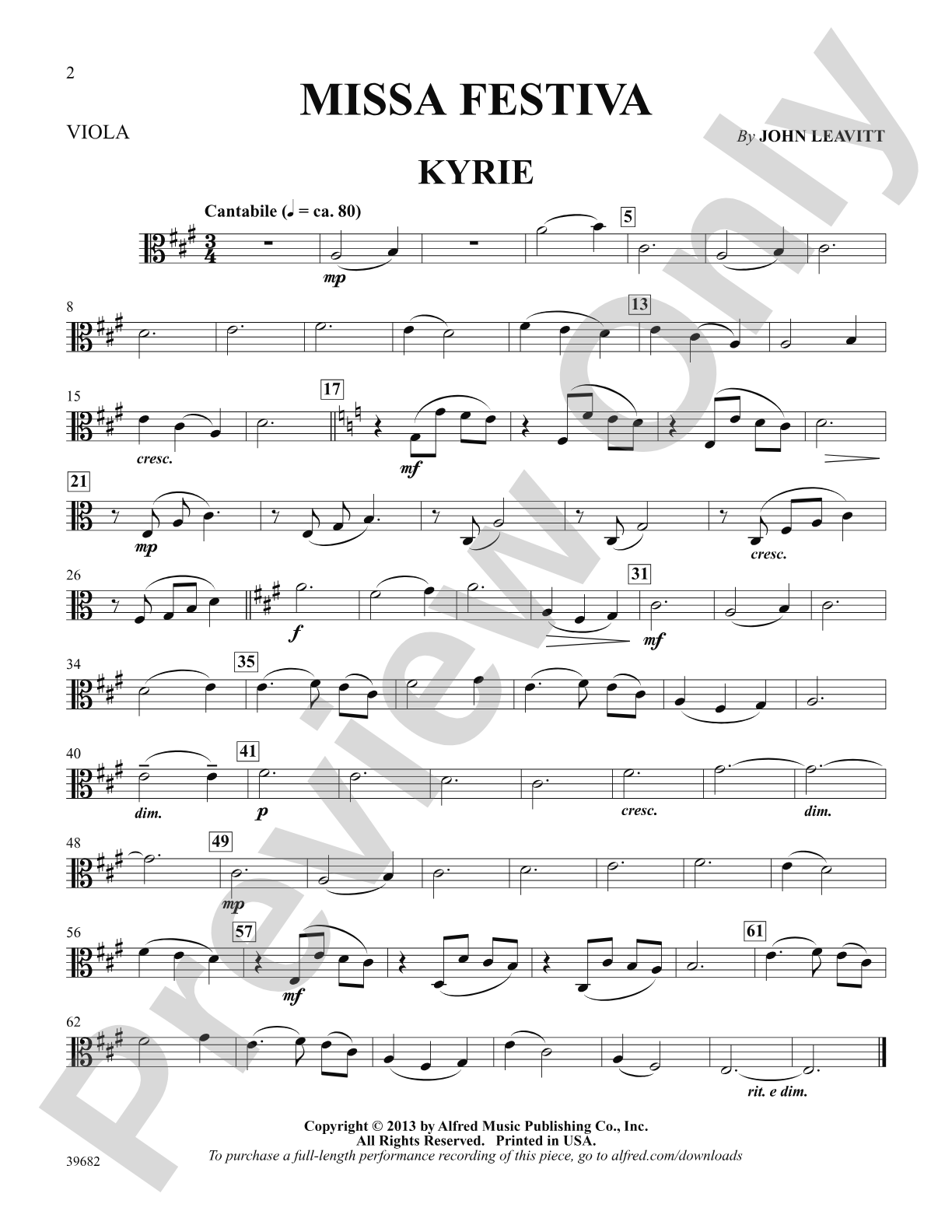 Missa Festiva: Viola: Choral SoundPax