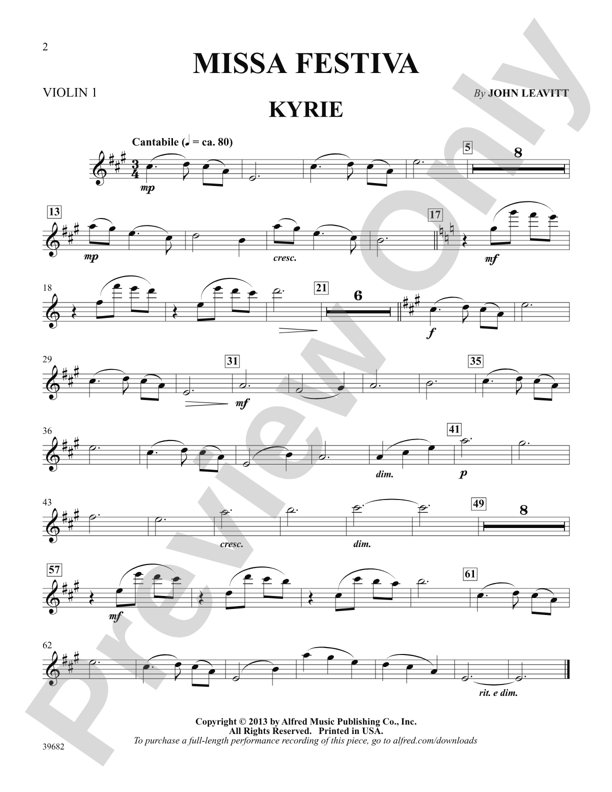Missa Festiva: 1st Violin: Choral SoundPax