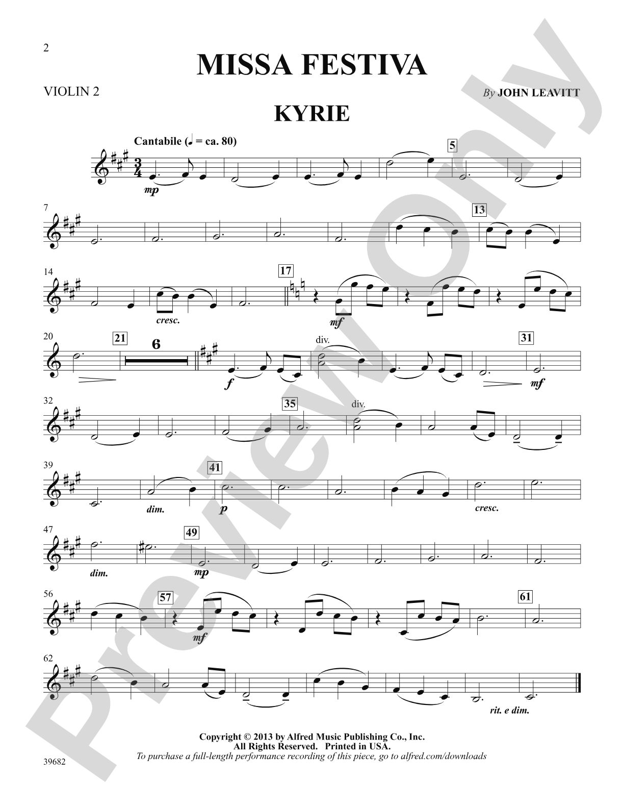 Missa Festiva: 2nd Violin: Choral SoundPax
