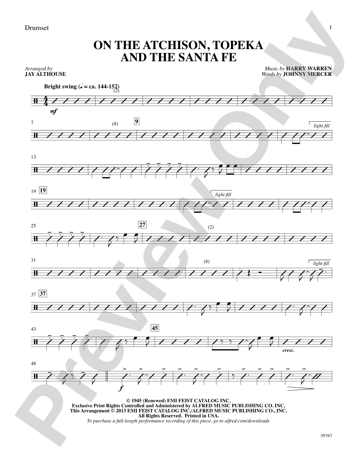 On the Atchison, Topeka and the Santa Fe: Drums: Choral SoundPax
