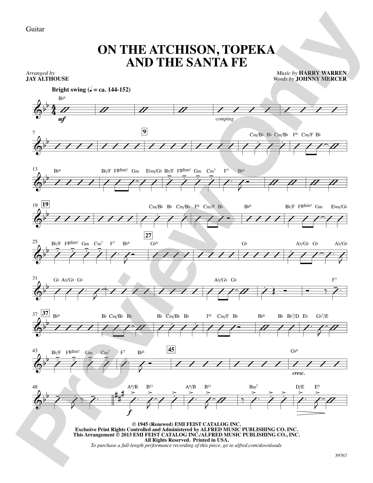 On the Atchison, Topeka and the Santa Fe: Guitar: Choral SoundPax