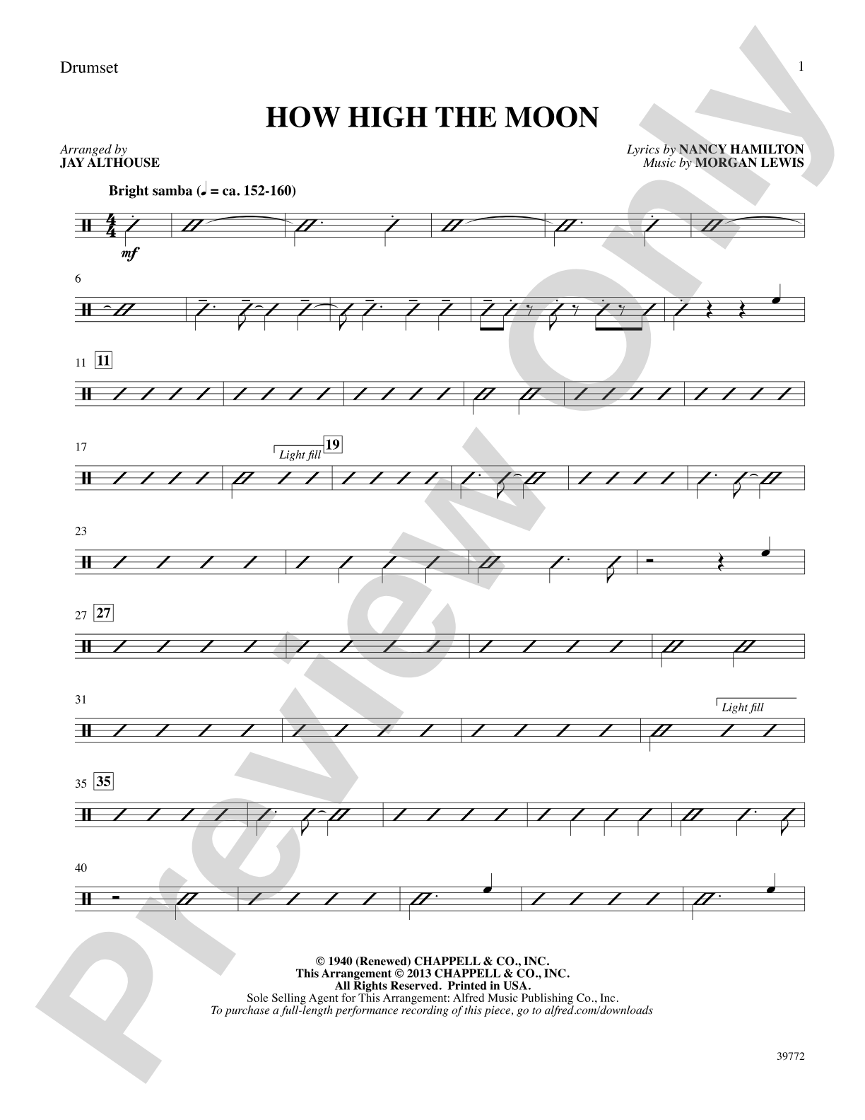 How High the Moon: Drums: Choral SoundPax