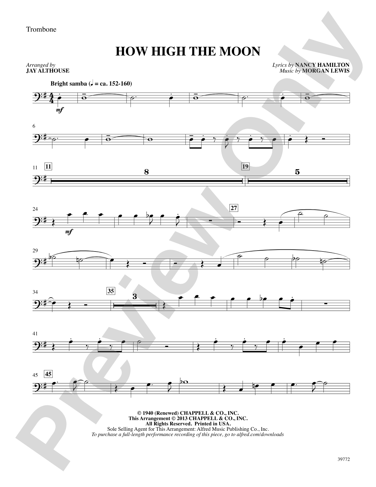 How High the Moon: 1st Trombone: Choral SoundPax