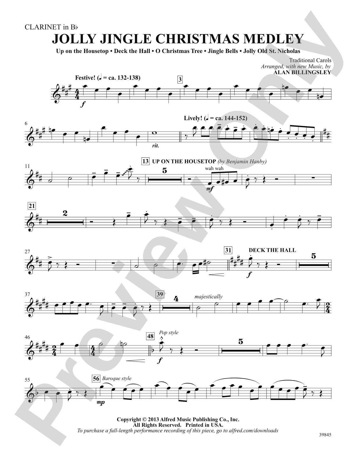 Jolly Jingle Christmas Medley: 1st B-flat Clarinet: Choral SoundPax