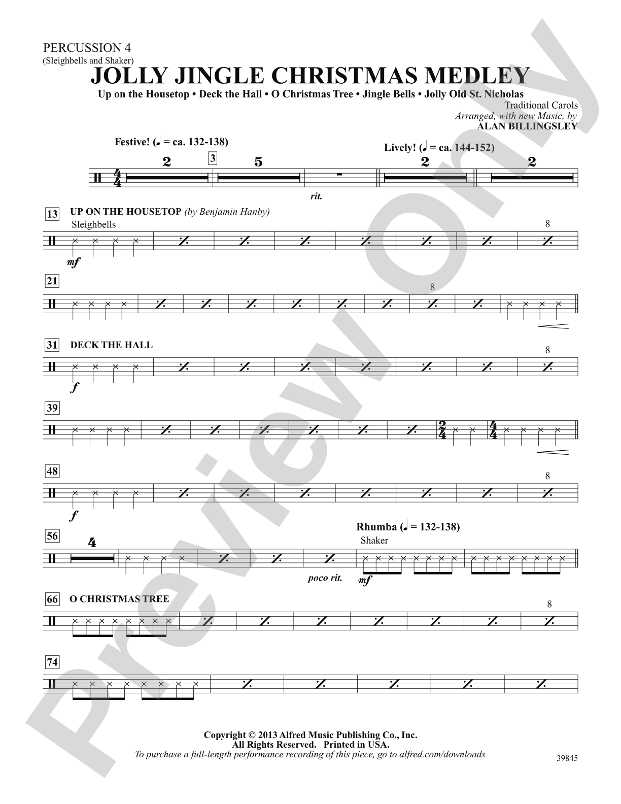 Jolly Jingle Christmas Medley: 4th Percussion: Choral SoundPax