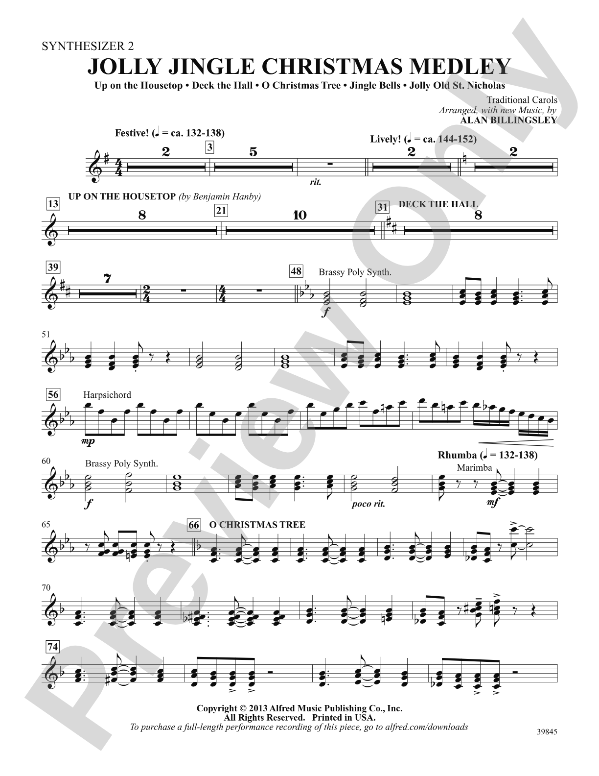 Jolly Jingle Christmas Medley: 2nd Synthesizer: Choral SoundPax