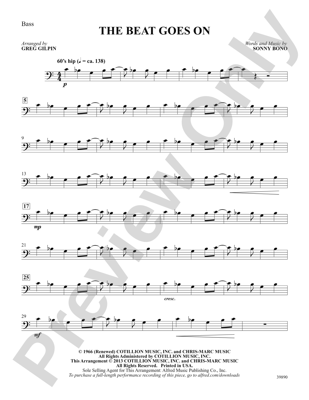 The Beat Goes On: String Bass: Choral SoundPax
