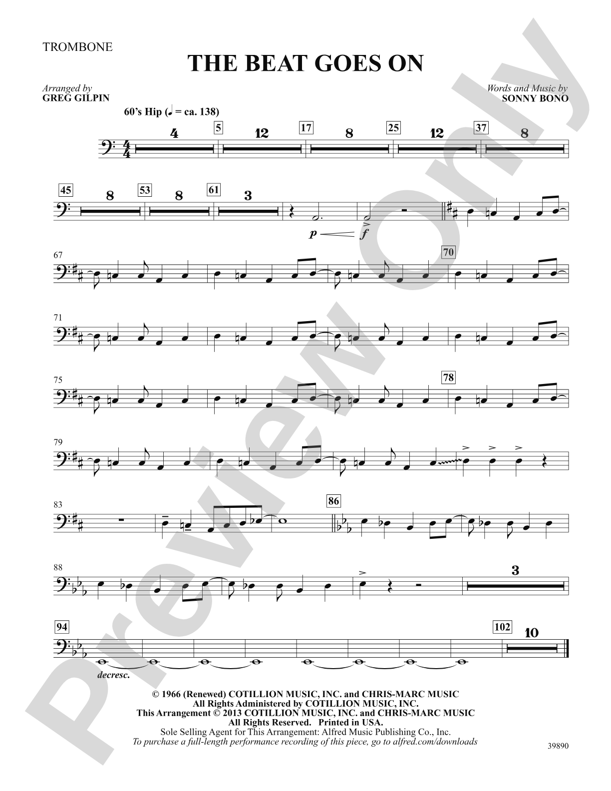 The Beat Goes On: 1st Trombone: Choral SoundPax