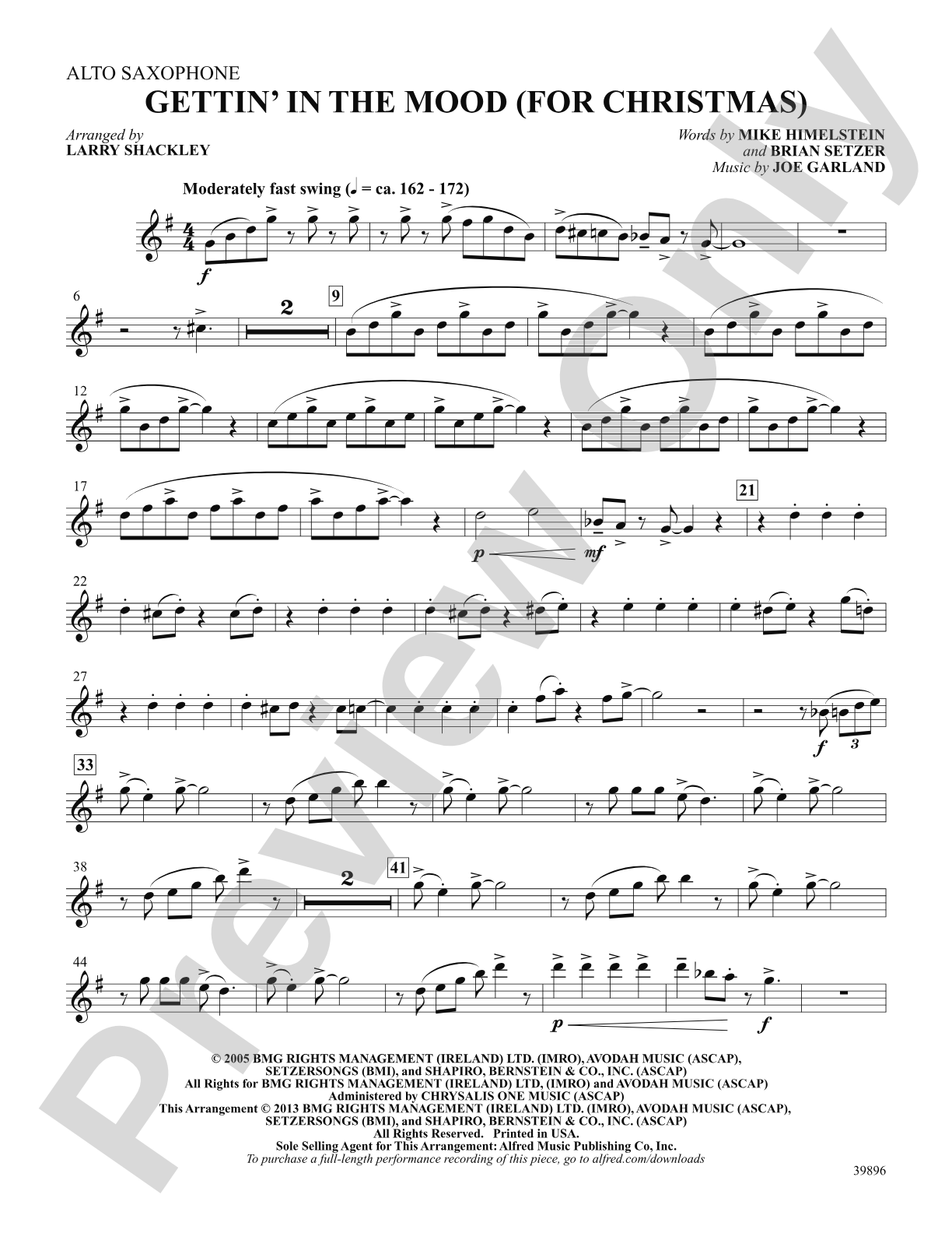 Gettin' in the Mood (for Christmas): E-flat Alto Saxophone: Choral SoundPax