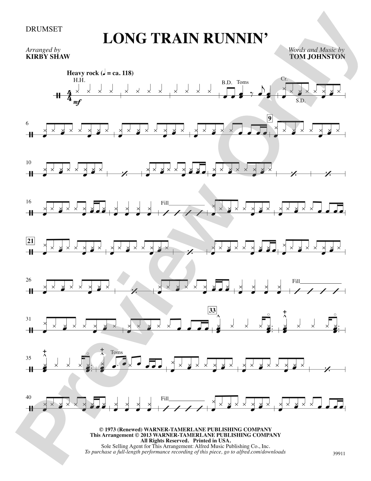 Long Train Runnin': Drums: Choral SoundPax