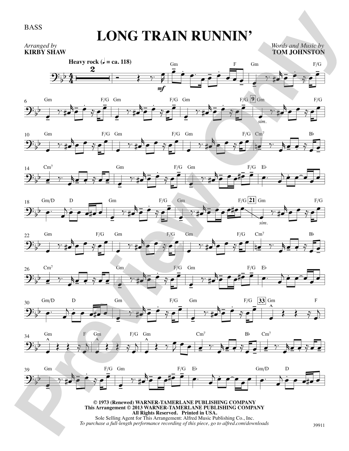 Long Train Runnin': String Bass: Choral SoundPax