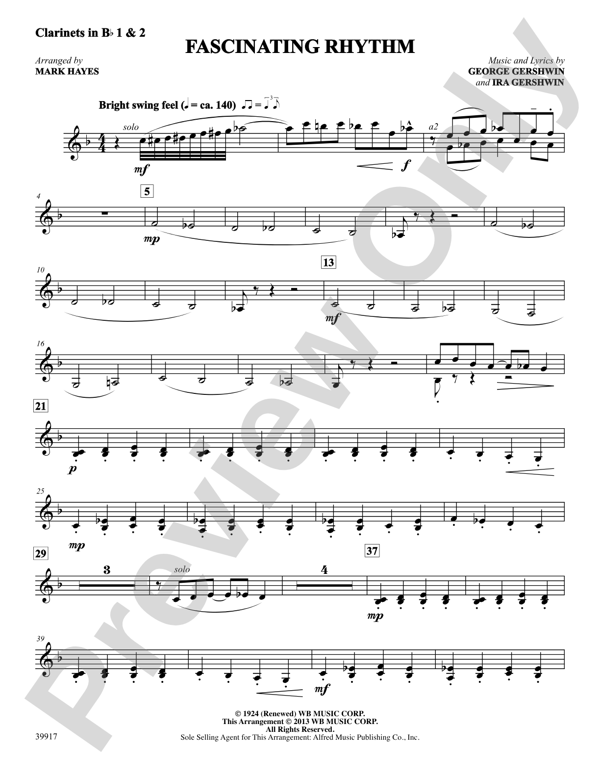 Fascinating Rhythm: 1st & 2nd B-flat Clarinets: Choral SoundPax