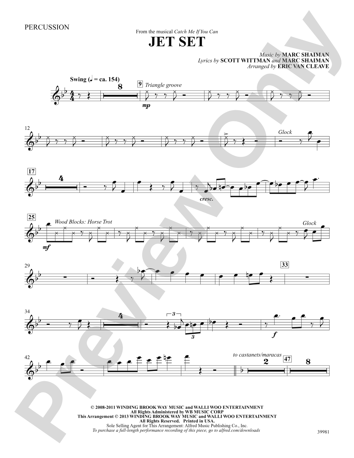 Jet Set (from the musical Catch Me If You Can): 1st Percussion: Choral SoundPax