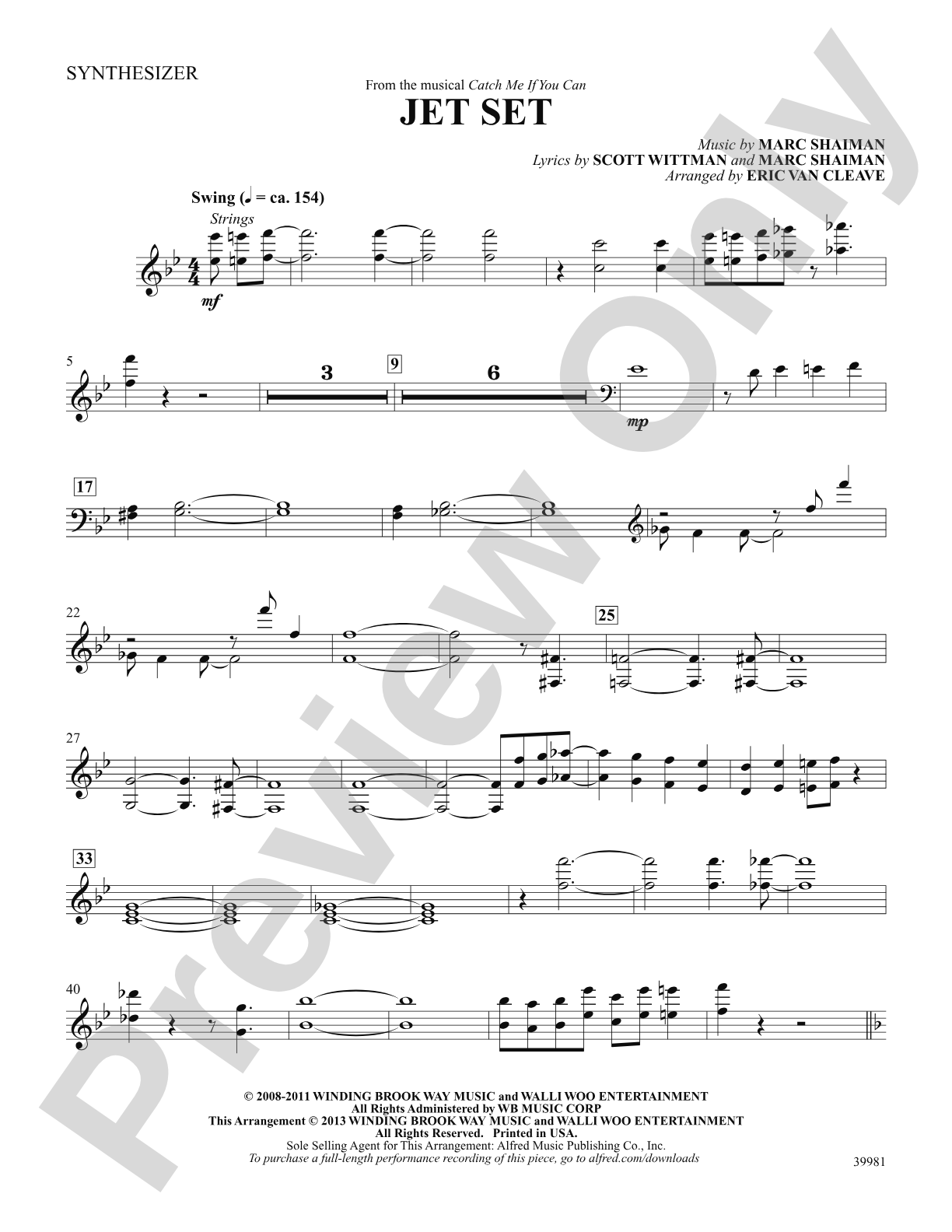 Jet Set (from the musical Catch Me If You Can): Synthesizer: Choral SoundPax