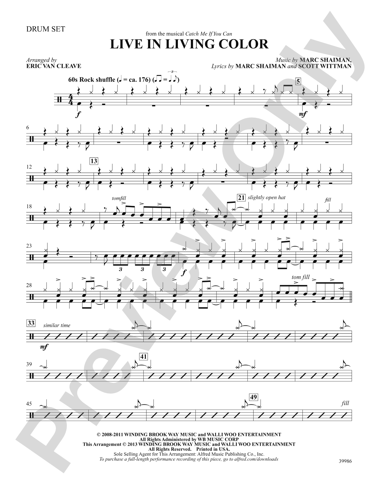 Live in Living Color (from the musical Catch Me If You Can): Drums: Choral SoundPax