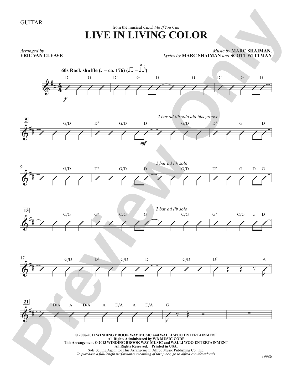 Live in Living Color (from the musical Catch Me If You Can): Guitar: Choral SoundPax