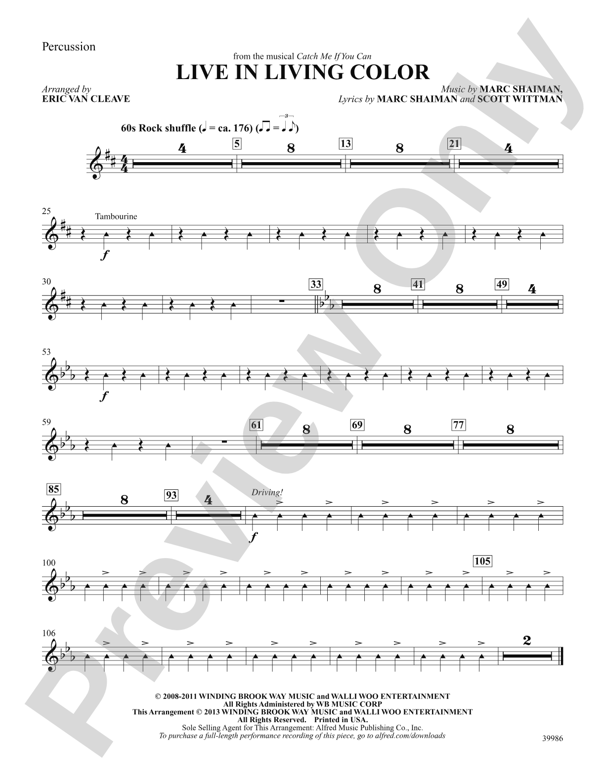 Live in Living Color (from the musical Catch Me If You Can): 1st Percussion: Choral SoundPax