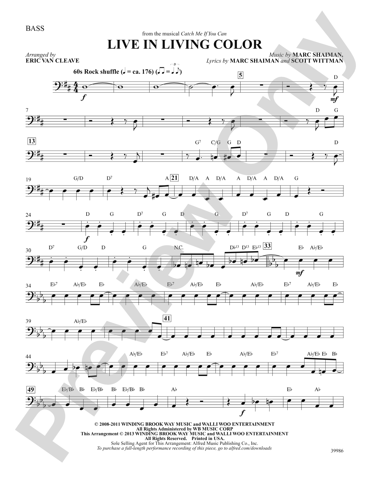 Live in Living Color (from the musical Catch Me If You Can): String Bass: Choral SoundPax