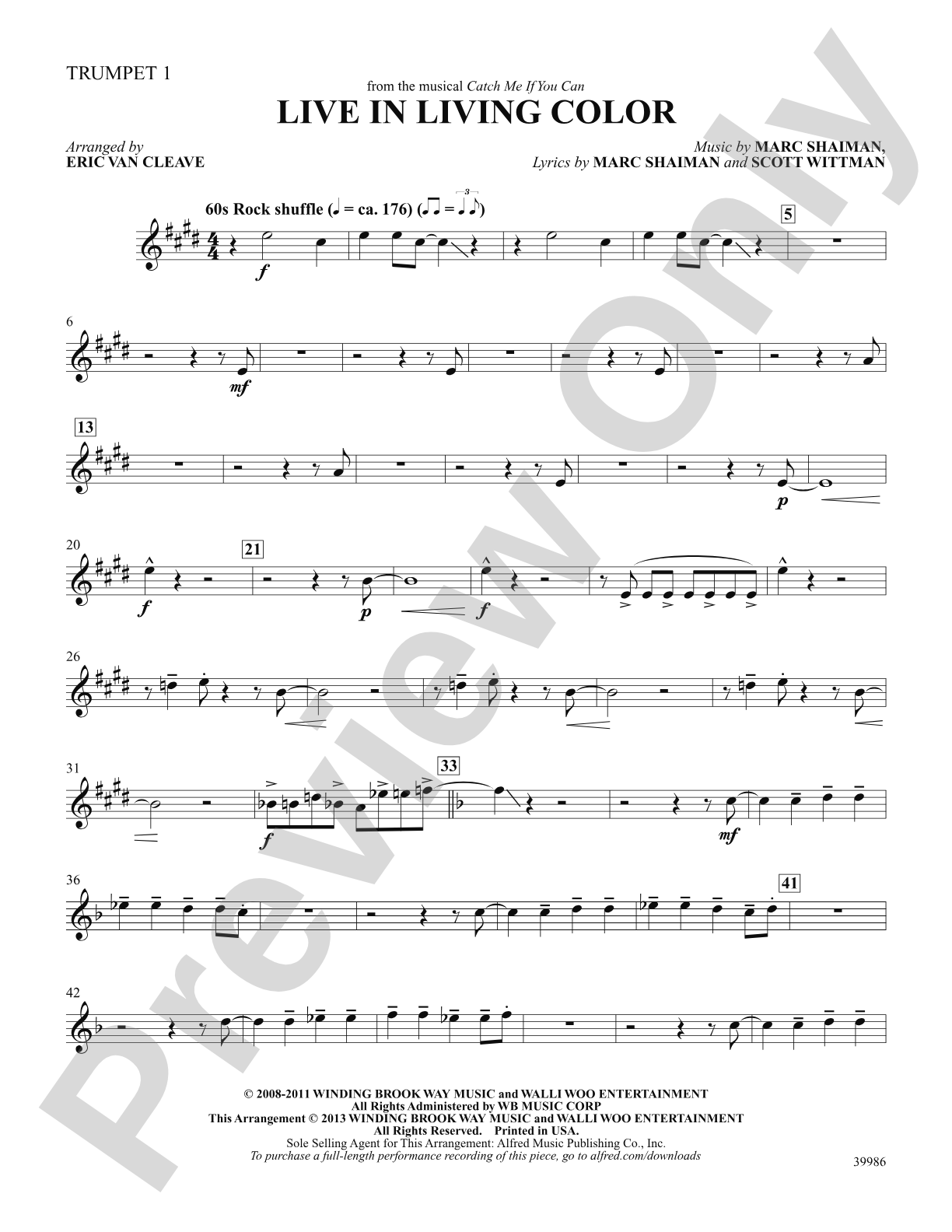 Live in Living Color (from the musical Catch Me If You Can): 1st B-flat Trumpet: Choral SoundPax
