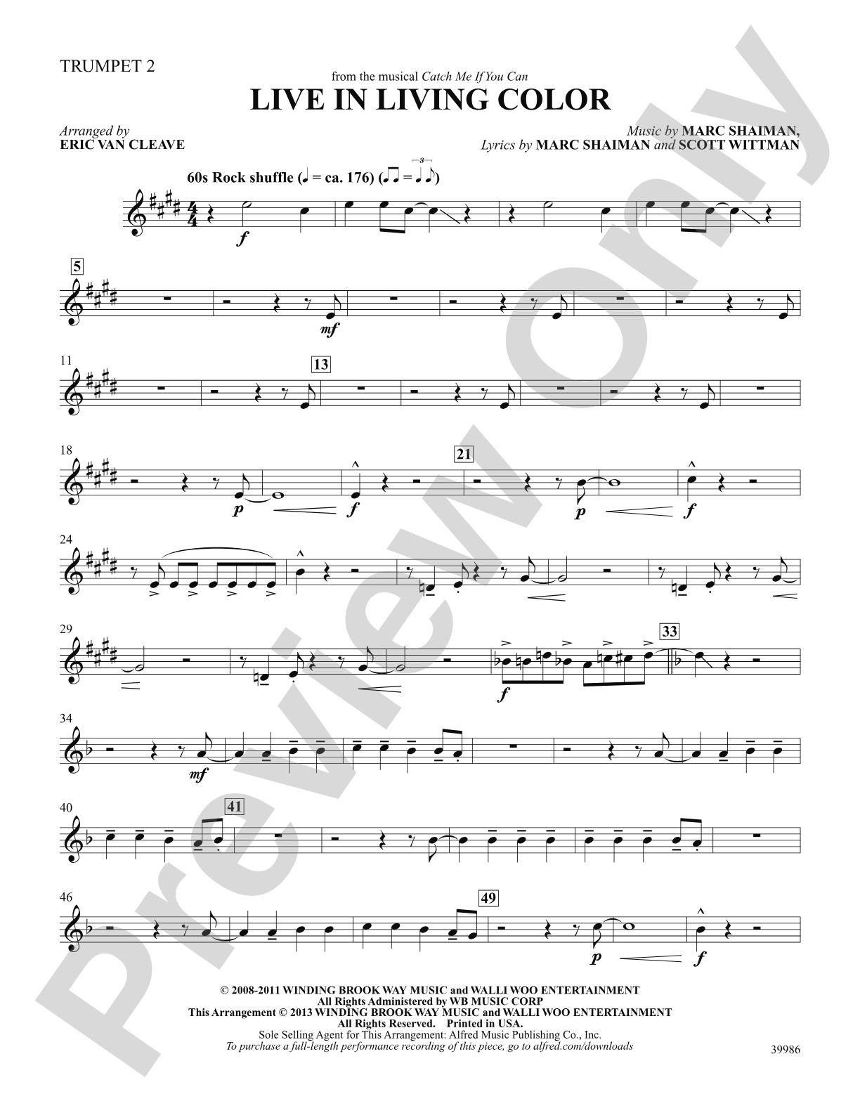 Live in Living Color (from the musical Catch Me If You Can): 2nd B-flat Trumpet: Choral SoundPax