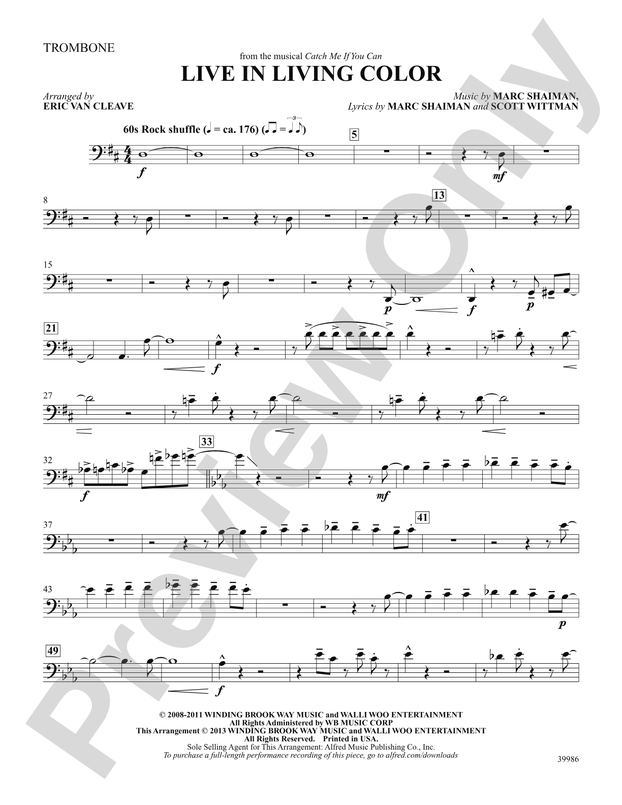 Live in Living Color (from the musical Catch Me If You Can): 1st Trombone: Choral SoundPax