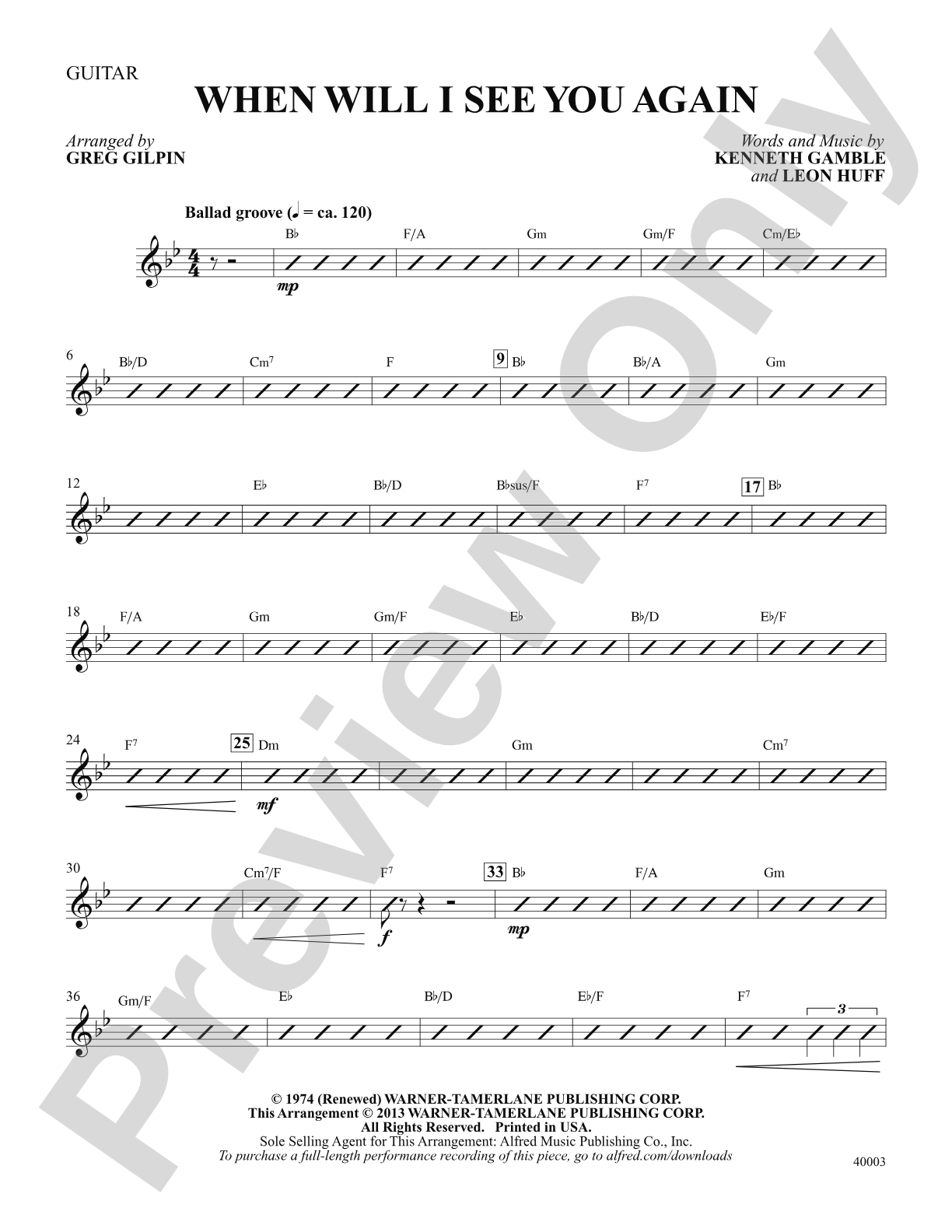 When Will I See You Again: Guitar: Choral SoundPax
