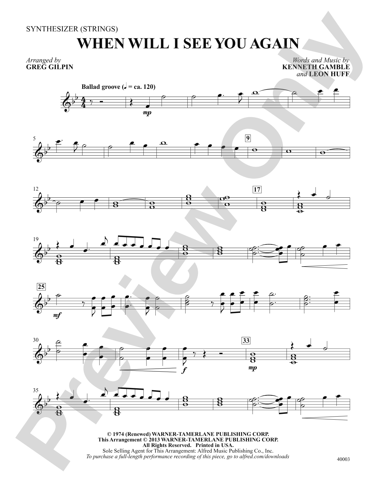 When Will I See You Again: Synthesizer: Choral SoundPax