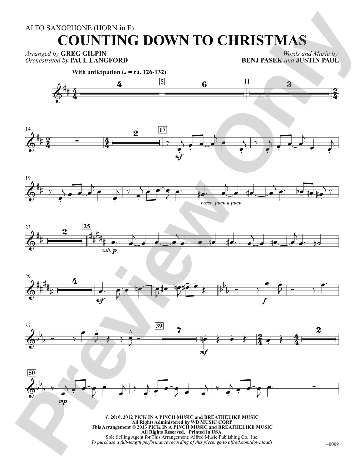 Counting Down to Christmas (from A Christmas Story: The Musical): E-flat Alto Saxophone: Choral SoundPax