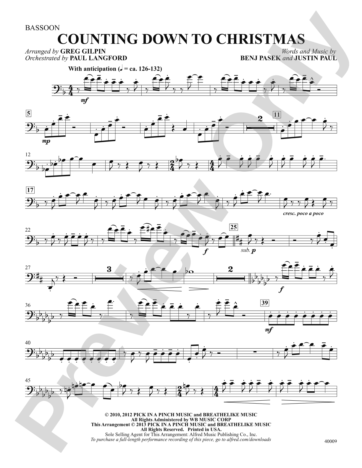 Counting Down to Christmas (from A Christmas Story: The Musical): Bassoon: Choral SoundPax