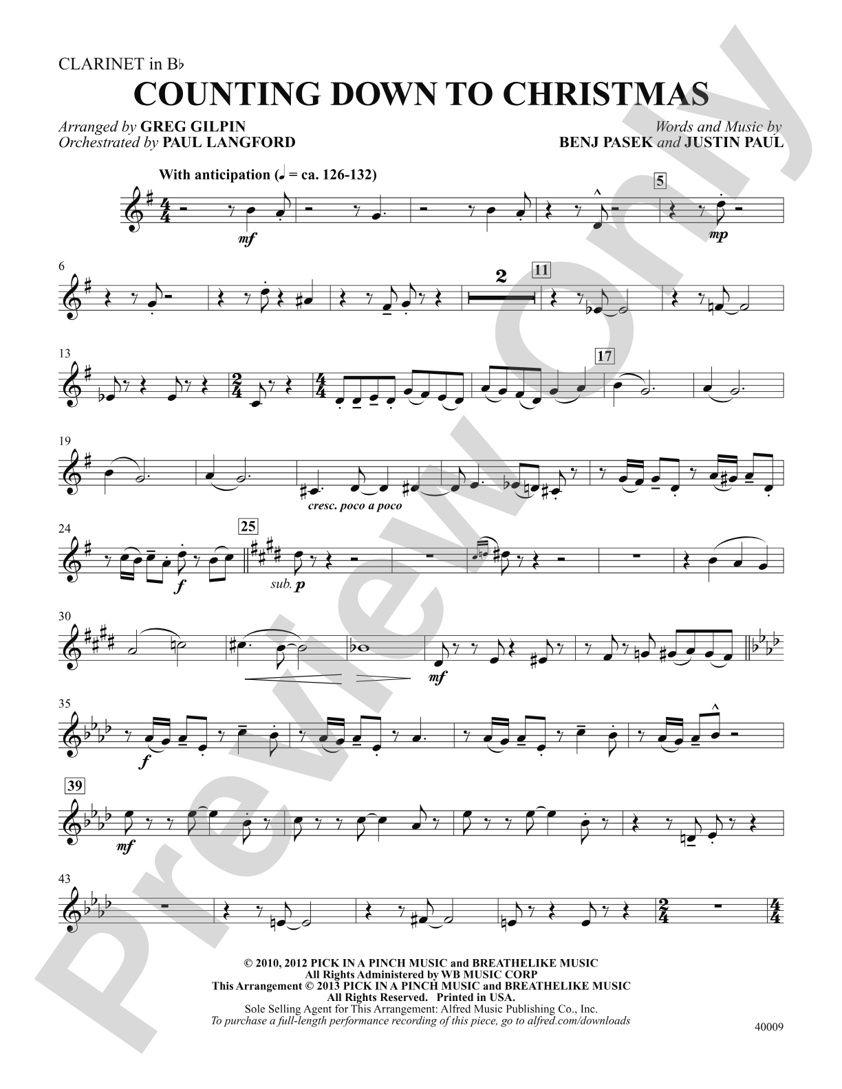 Counting Down to Christmas (from A Christmas Story: The Musical): 1st B-flat Clarinet: Choral SoundPax