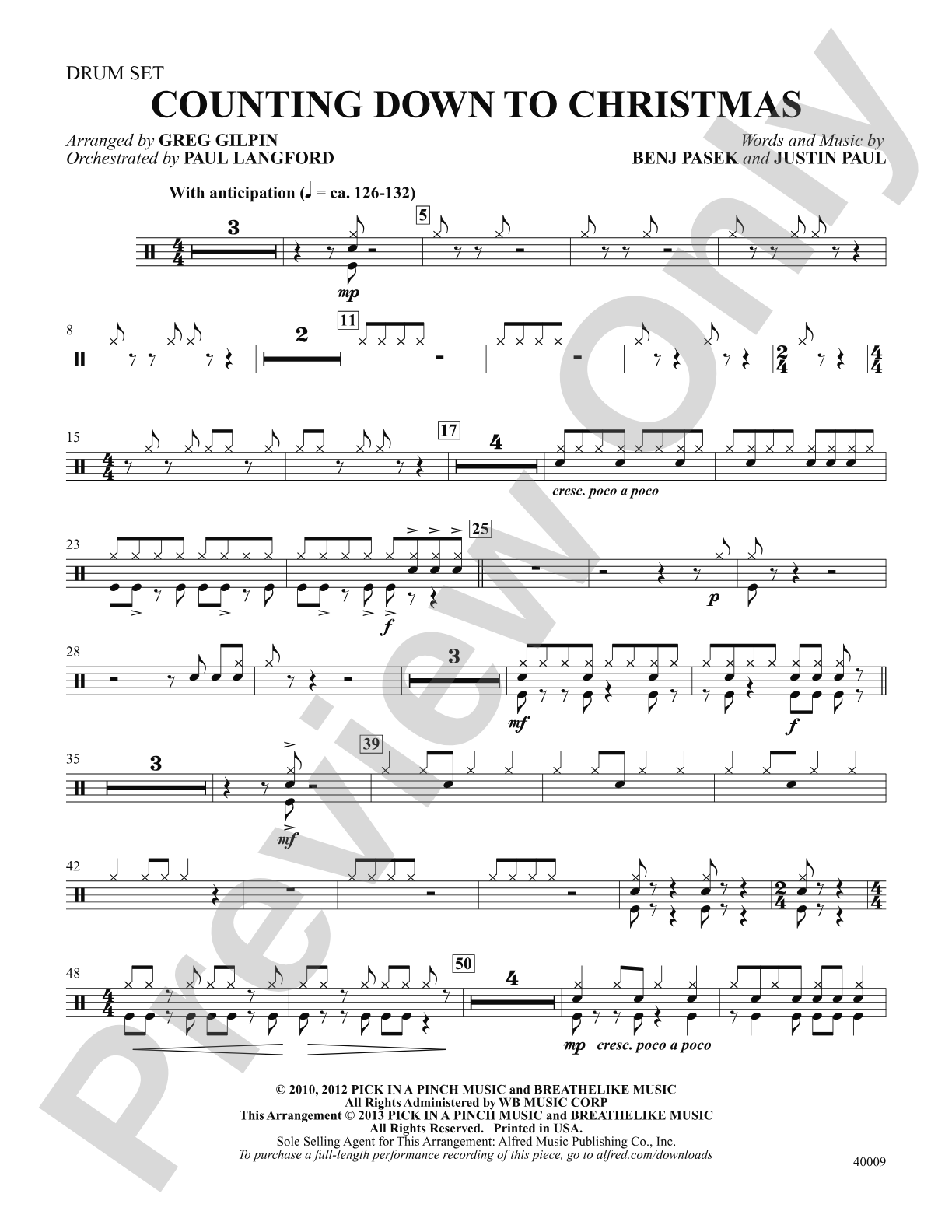 Counting Down to Christmas (from A Christmas Story: The Musical): Drums: Choral SoundPax